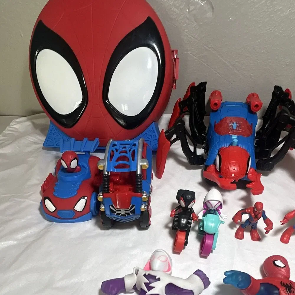 Marvel Spider-Man Mixed Lot 10+ Plastic Figures & Vehicles Miles Morales Gwen